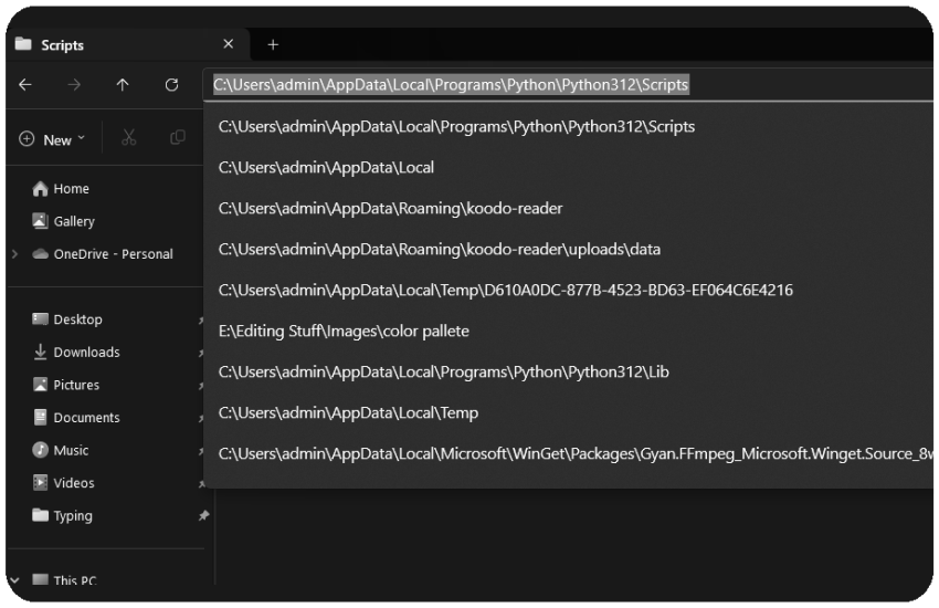 copying scripts folder path