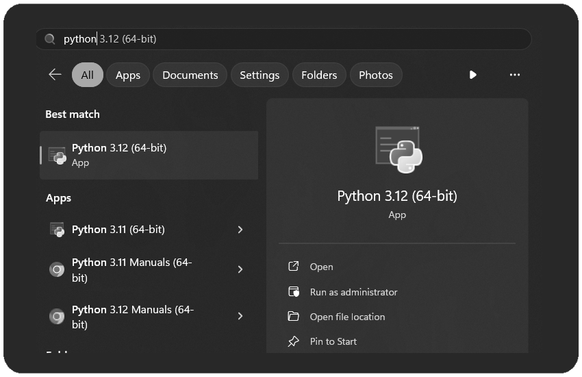 searching python on windows